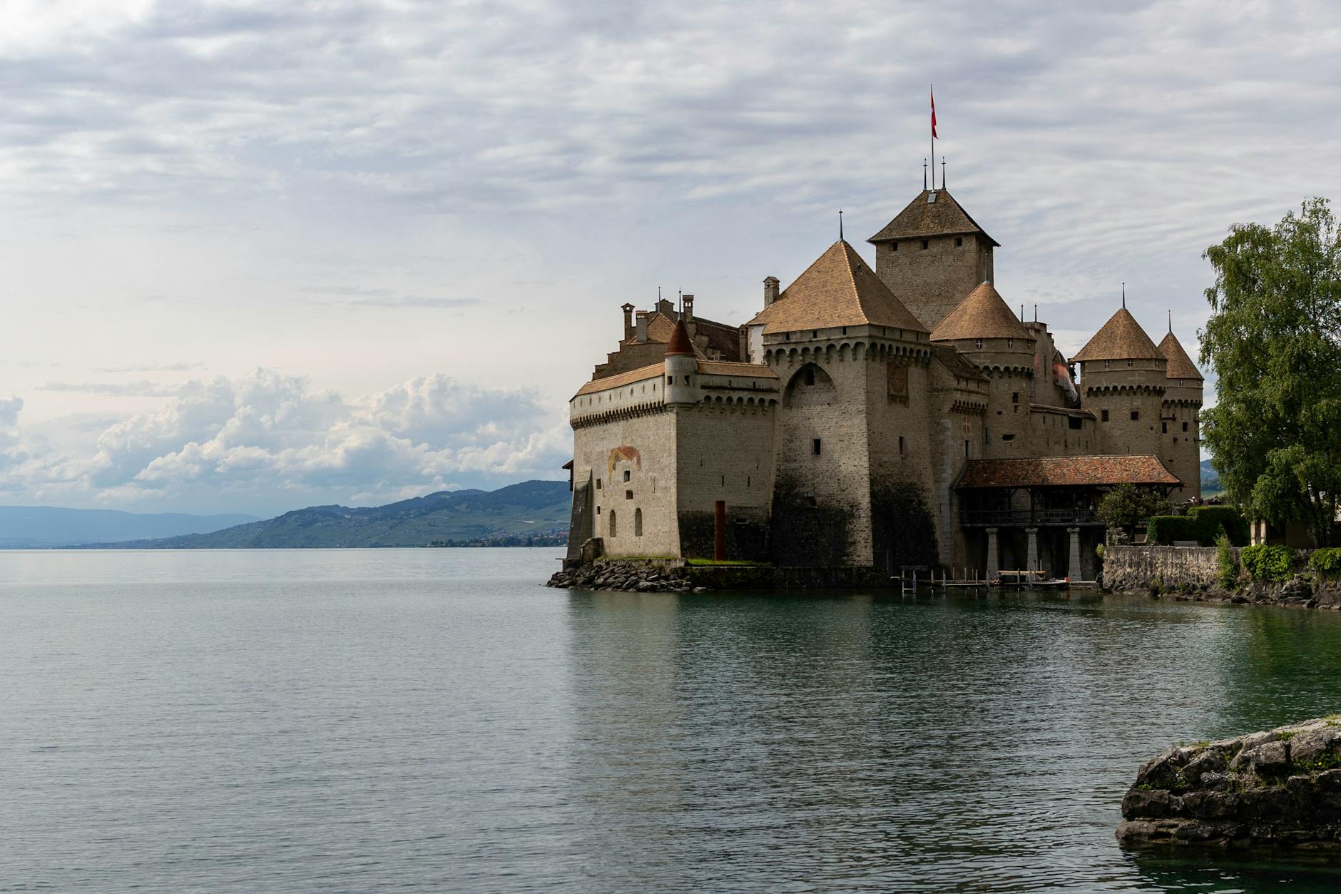 Chillon Castle on Lake Geneva near Montreux