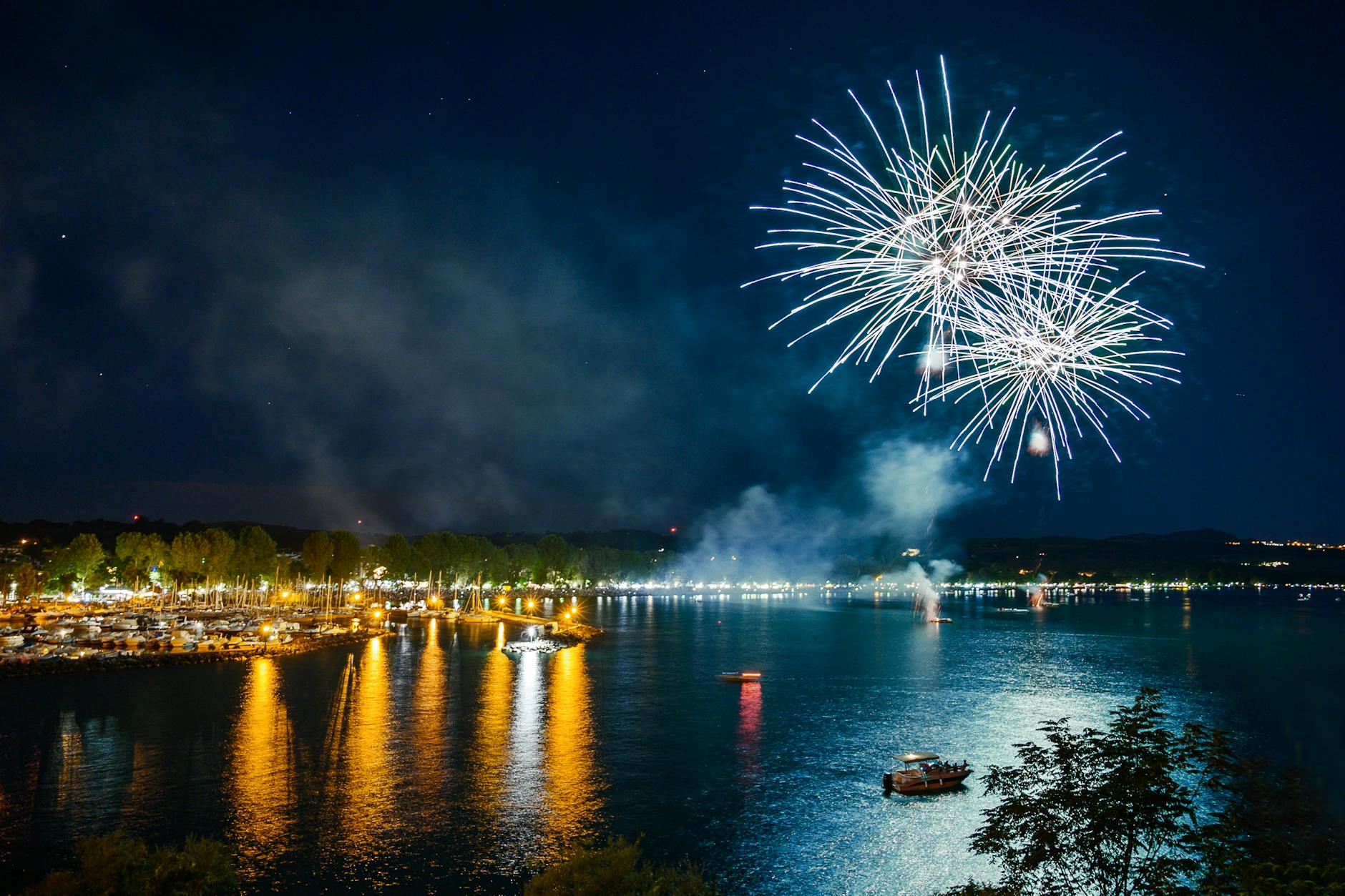 Fêtes de Genève fireworks over Lake Geneva — summer festival highlight