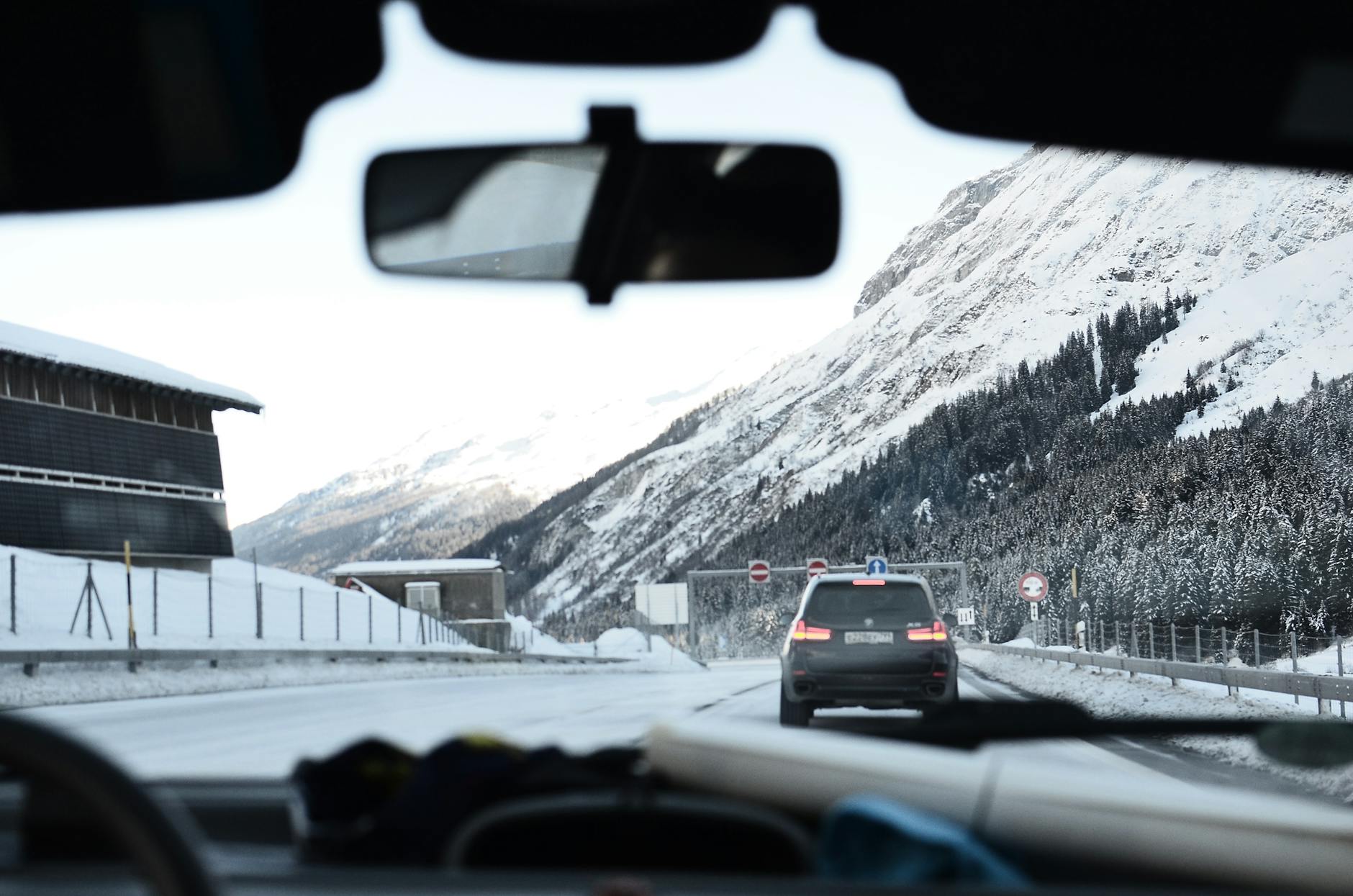 Driving on Swiss alpine roads near Geneva