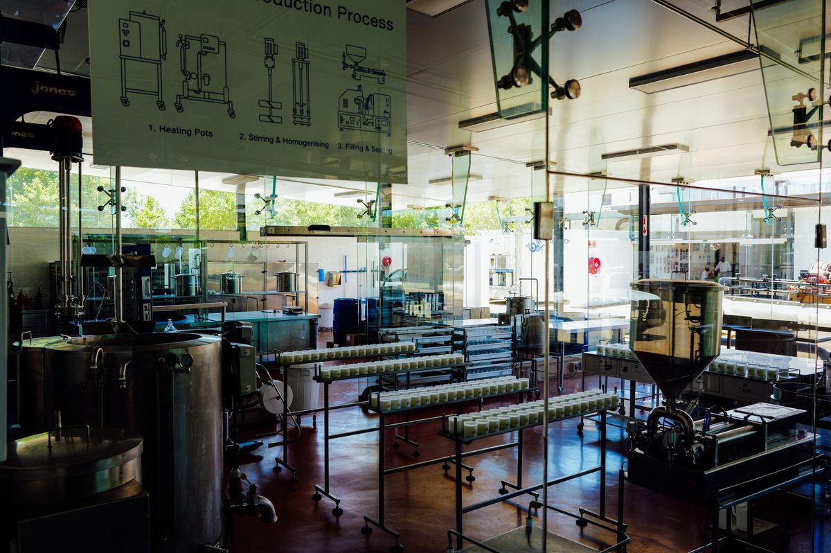Swiss chocolate factory production, like Maison Cailler near Geneva