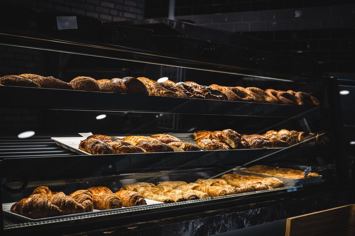 Cheap eats in Geneva, fresh croissants and bread at a boulangerie counter