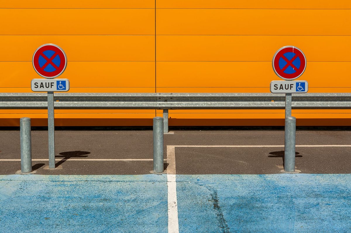 A disabled parking bay in central Geneva for blue-badge holders