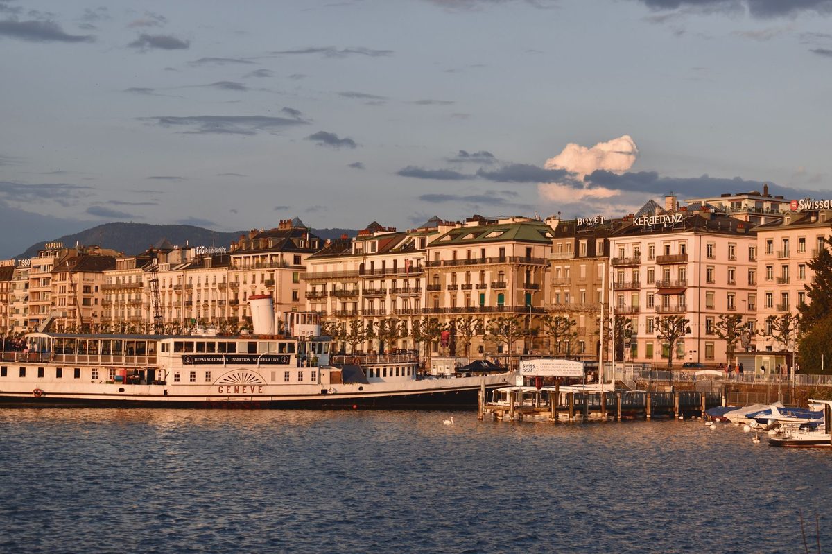 The Rhône leaving Lake Geneva, the river crossing that gave the Roman town of Genava its importance