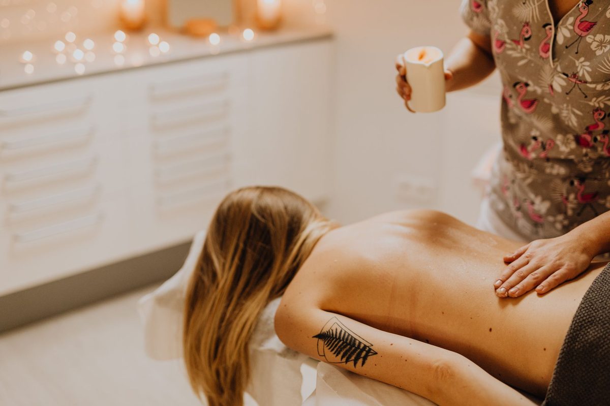 Massage treatment room at a Geneva wellness spa