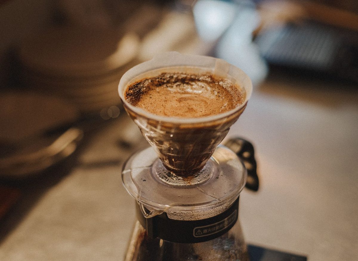 Hand-poured V60 filter coffee at a Geneva specialty cafe