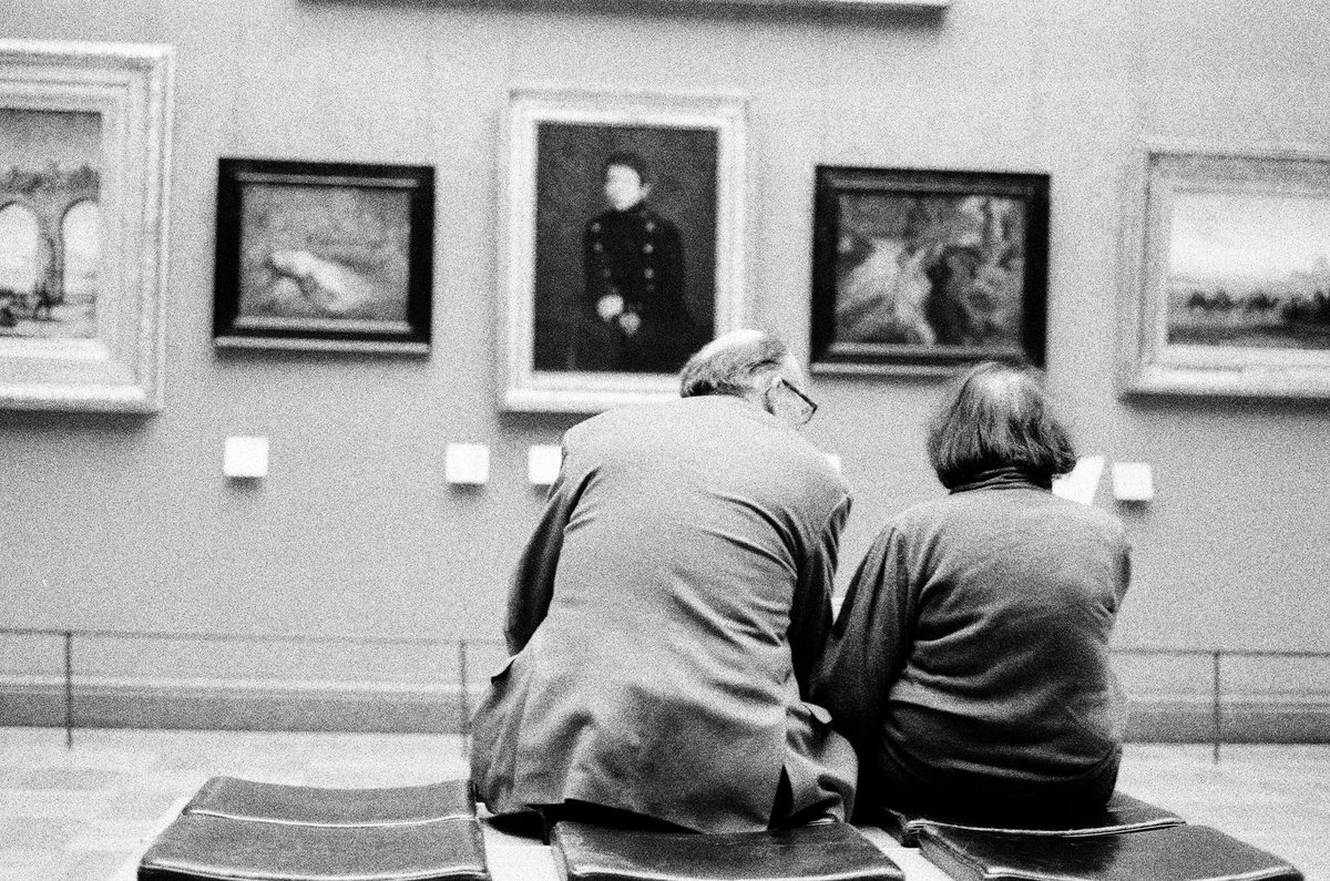 A family looking at art in the MAH, Genevas largest fine-art museum