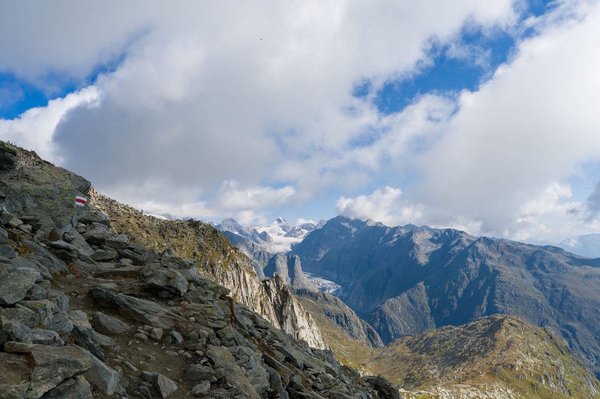Mountain biker on an Alpine trail within reach of Geneva