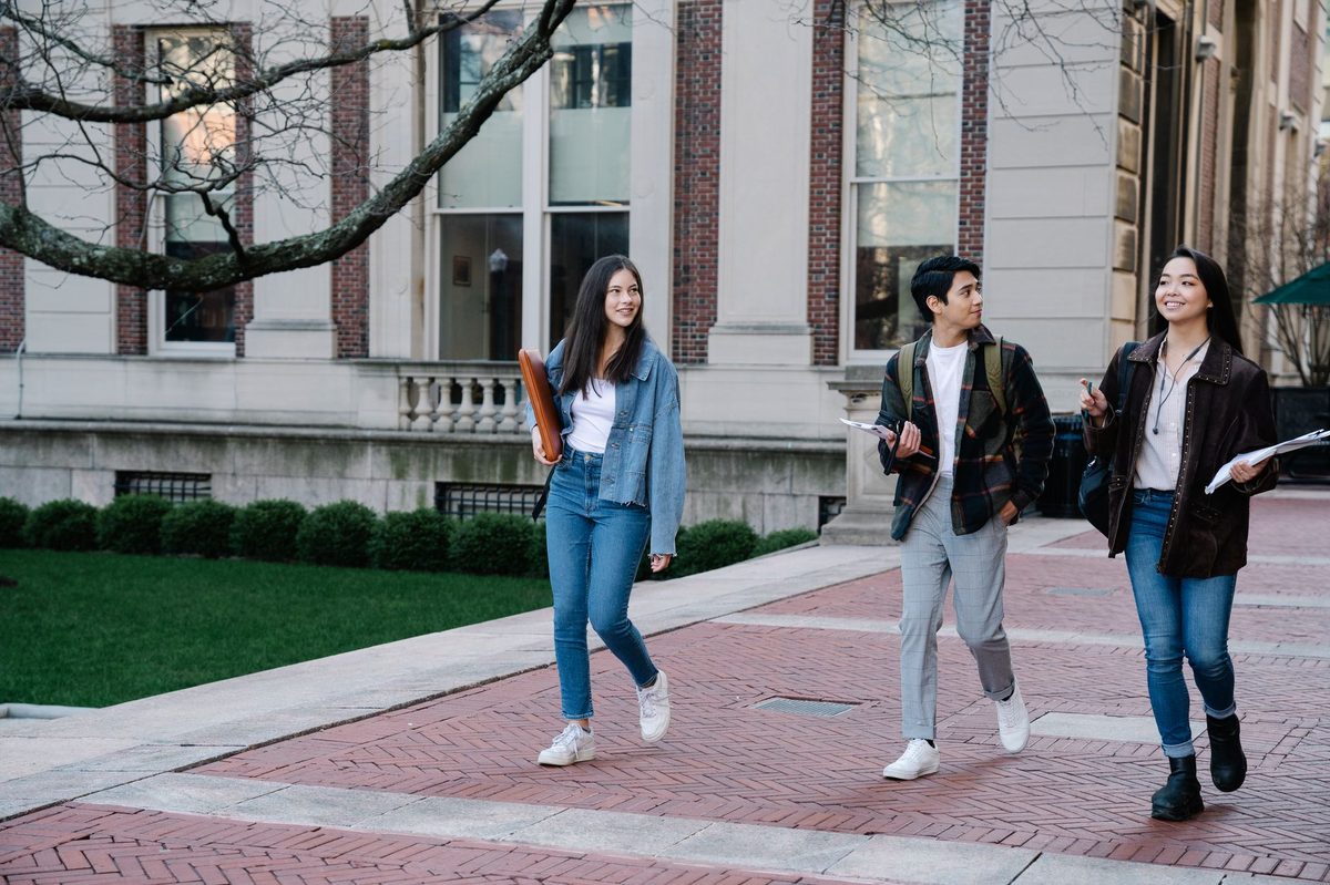 Students near the University of Geneva Uni Mail campus in Plainpalais