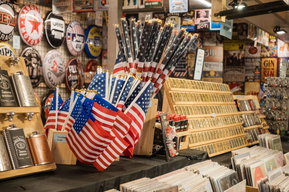 Swiss souvenirs on display in a Geneva gift shop